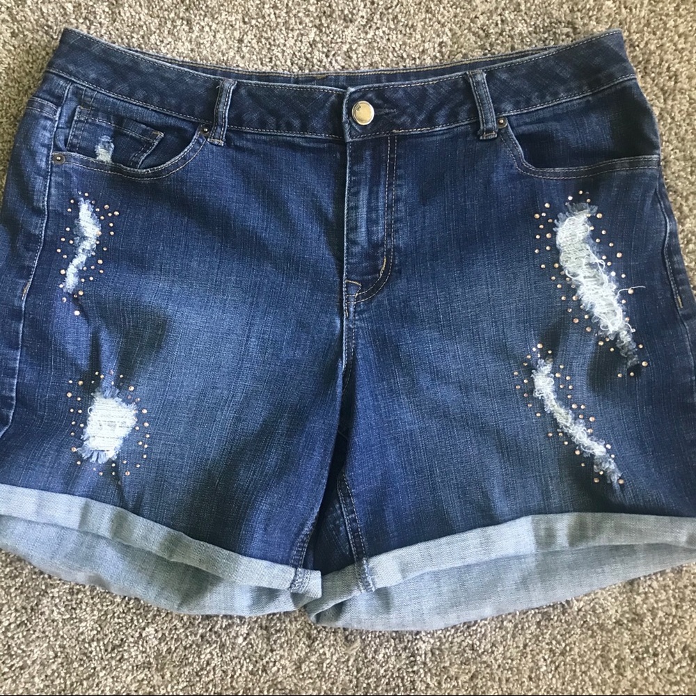 Lane Bryant Embellished Stretch Denim Shorts